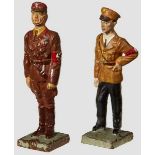 2 Lineol Personality Figures Goebbels and Lutze Lineol, 7cm series, Goebbels with excellent face and