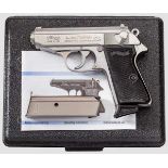 Walther PPK/S, Stainless, Interarms, in Box Kal. 9 mm kurz / .380 ACP, Nr. S156551. Blanker Lauf.