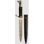 A Short KS98 Single Etched Dress Bayonet Maker Carl Eickhorn, Solingen. Nickel-plated blade with