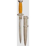 A Model 1938 Dagger for Leaders of the German Red Cross Unmarked polished blade. Nickel-plated