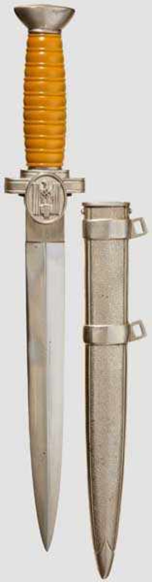 A Model 1938 Dagger for Leaders of the German Red Cross Unmarked polished blade. Nickel-plated