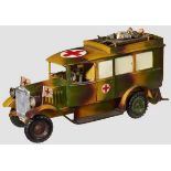 A Lineol # 1290 Ambulance Car with Rubber Tires Lineol,7cm series, in excellent finish with