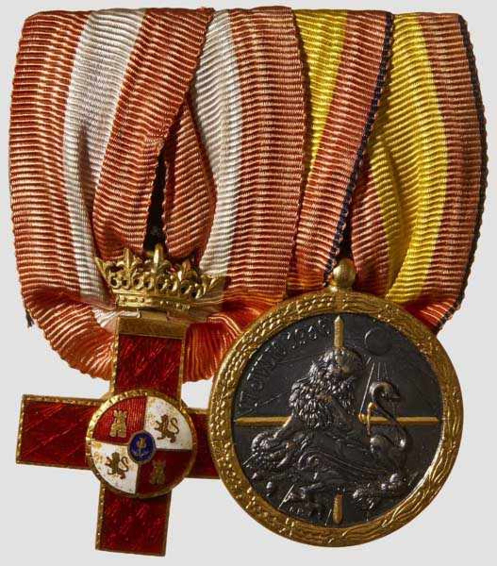 A Spanish Civil War Medal Bar Mounted as worn German-style, comprising: Spanish, Military Merit