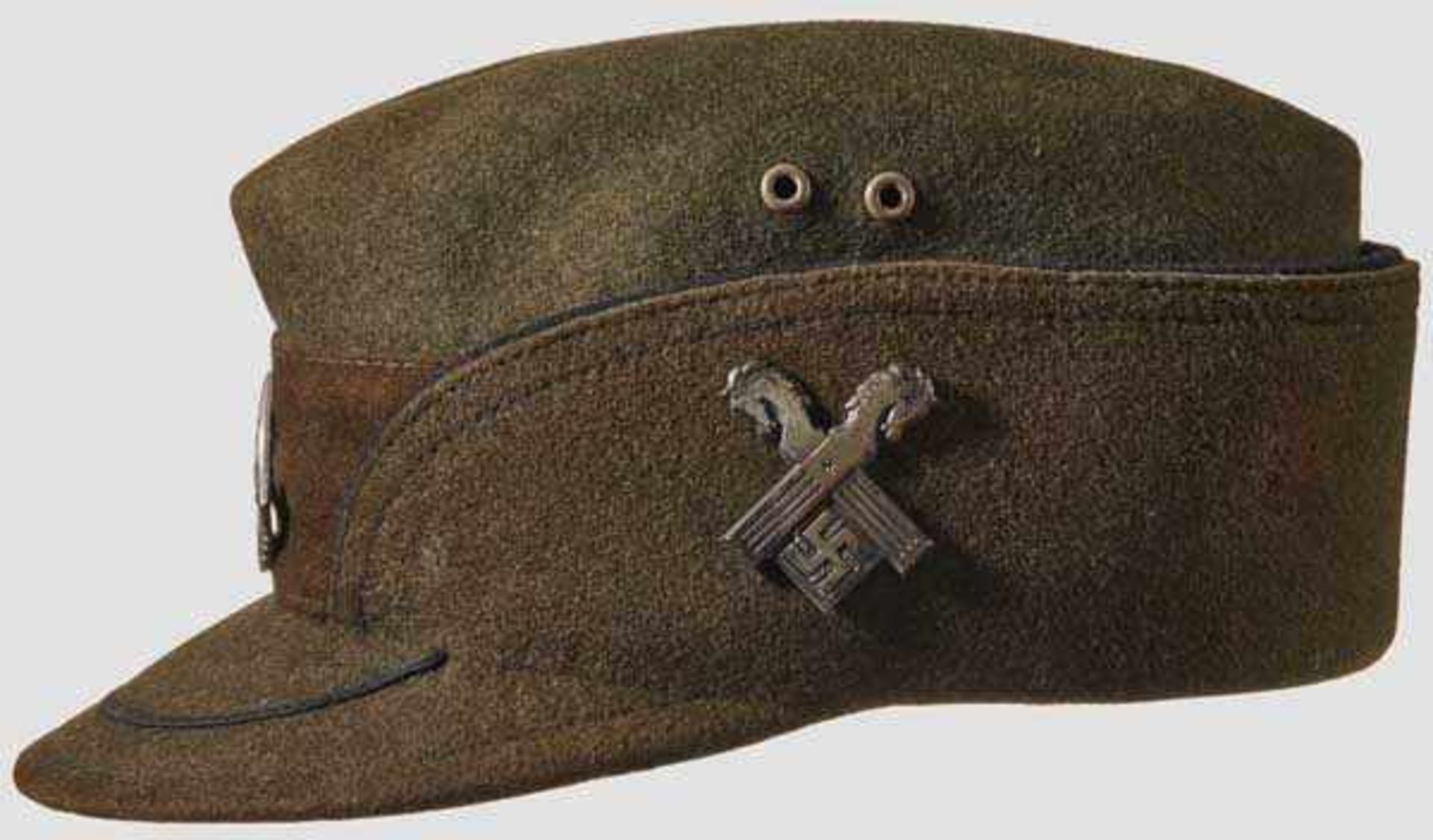 A Cap for RAD MAN/NCO So-called {coffee bean{, faded olive brown wool top, body and visor with faded - Bild 3 aus 6