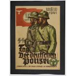 An SS Police Poster {Order Police and Security Police at War,{ poster for the {Day of the German