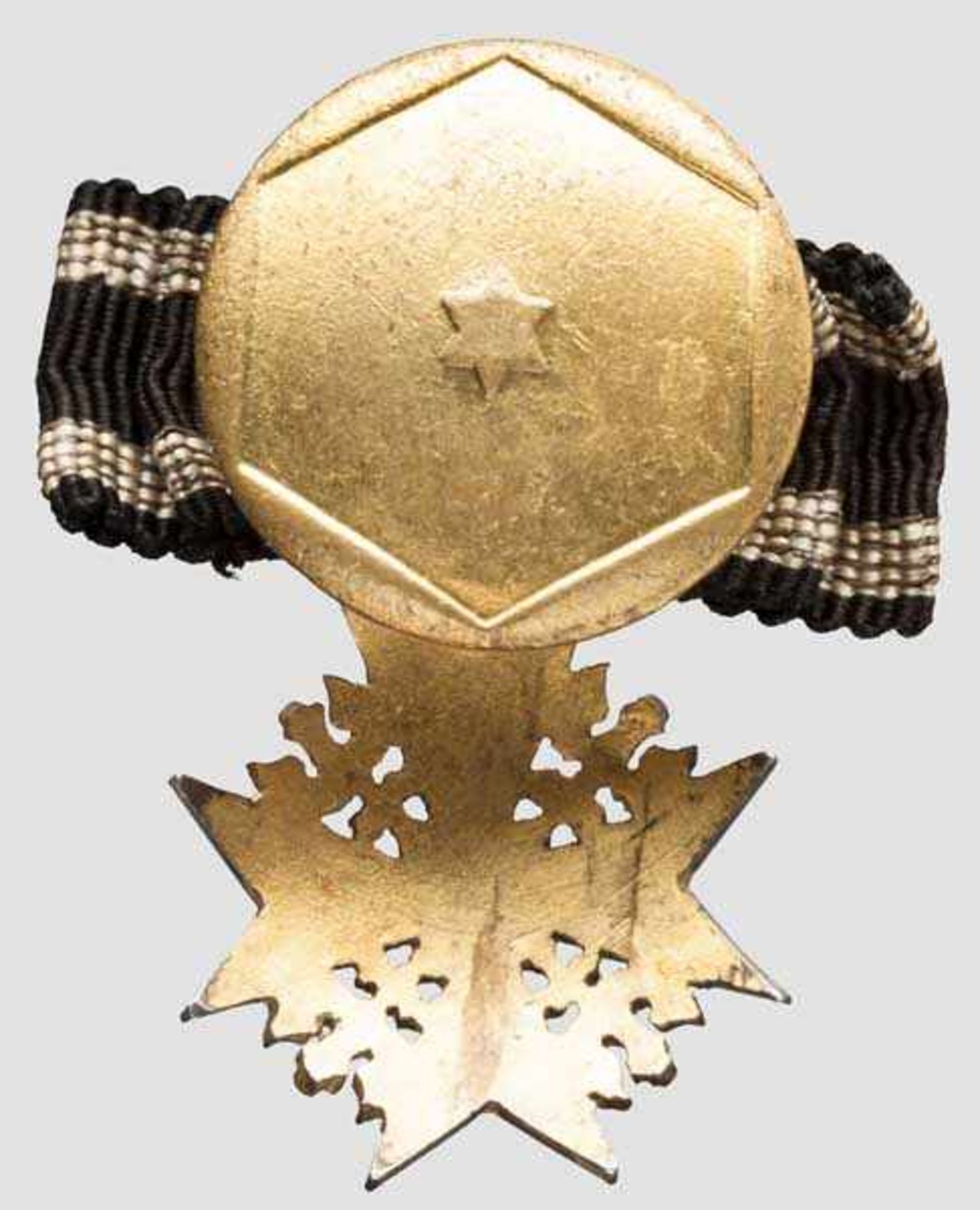 Orden Pour le mérite - Knopflochminiatur Einseitig konvex, aus vergoldeter Bronze gefertigte 18 mm- - Bild 2 aus 2