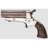 Sharps 4-Shot Pepperbox Pistol, Tipping & Lawden Kal. .30 RF, Nr. 3439 + Behörden-Nr. SH 9638/76.