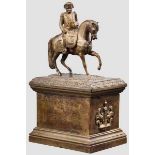 Schreibtischaufsatz/Schatulle mit Napoleon zu Pferd Messing bronziert, um 1900, der durch eine