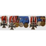 Two Medal Bars and Parade Mount Luftwaffe bar of four comprising: 1939 Iron Cross 2nd Class,