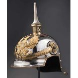 Helm für Offiziere der Kürassier-Regimenter 3, 4, 5, 7 und 8, um 1910 Glanzvernickelte (kleine