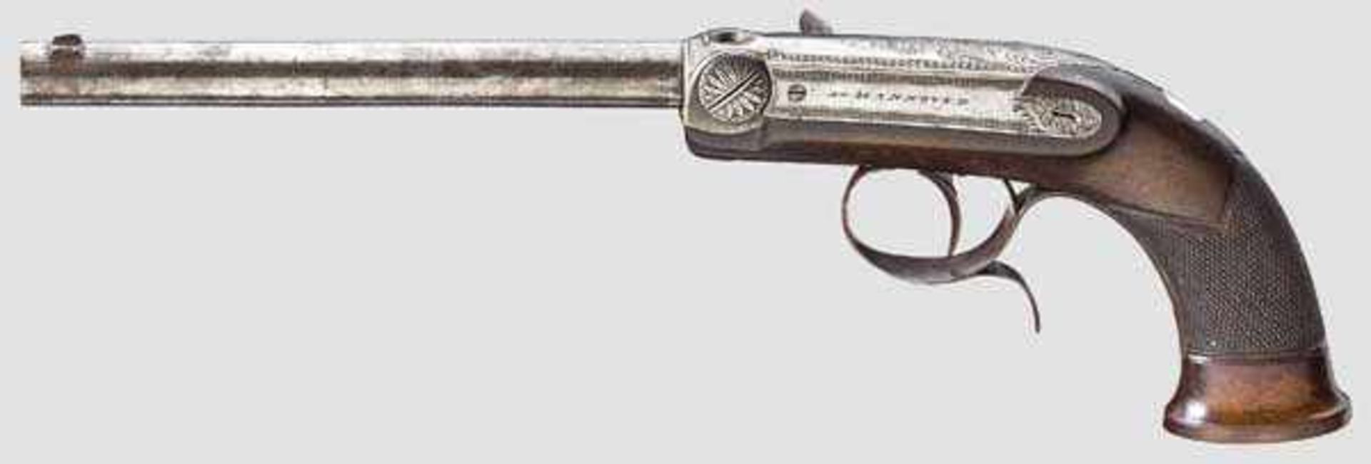 Hinterlader-Perkussionspistole, Tanner, Hannover um 1850/60 Runder und glatter Lauf im Kaliber 7 - Bild 2 aus 3