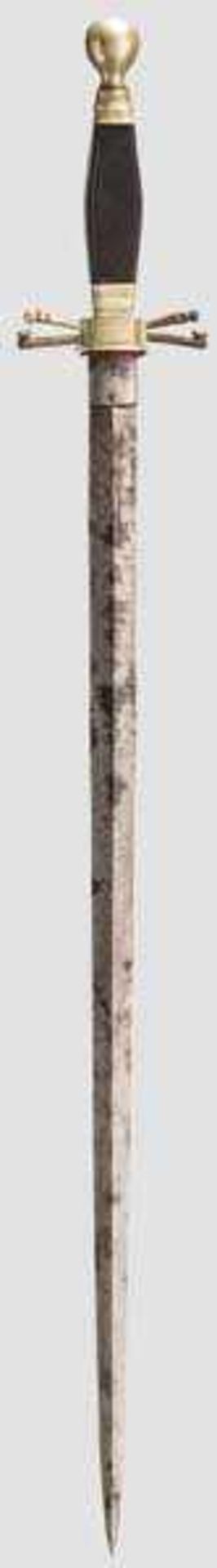 Freimauerer-Dolch, 19. Jhdt. Ungewöhnlich lange, beidseitig gegratete und ornamental geätzte - Bild 2 aus 2