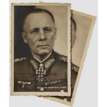 Erwin Rommel – Two Postcards One signed postcard of General der Panzertruppen Rommel in uniform. One