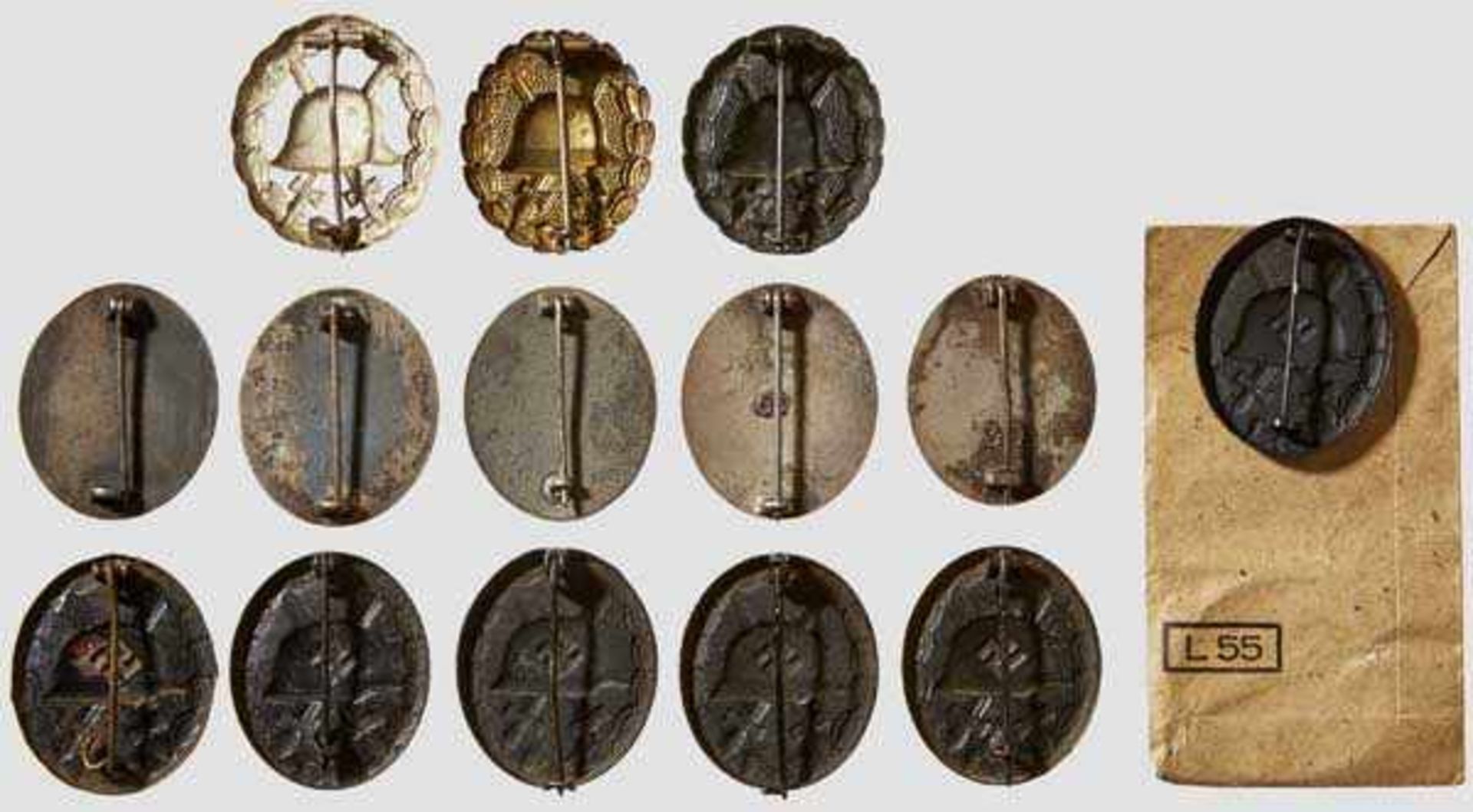 A Collection of Wound Badges Four magnetic 1939 black ({65{, {81{, {L/11{ and unmarked), two non- - Bild 2 aus 2