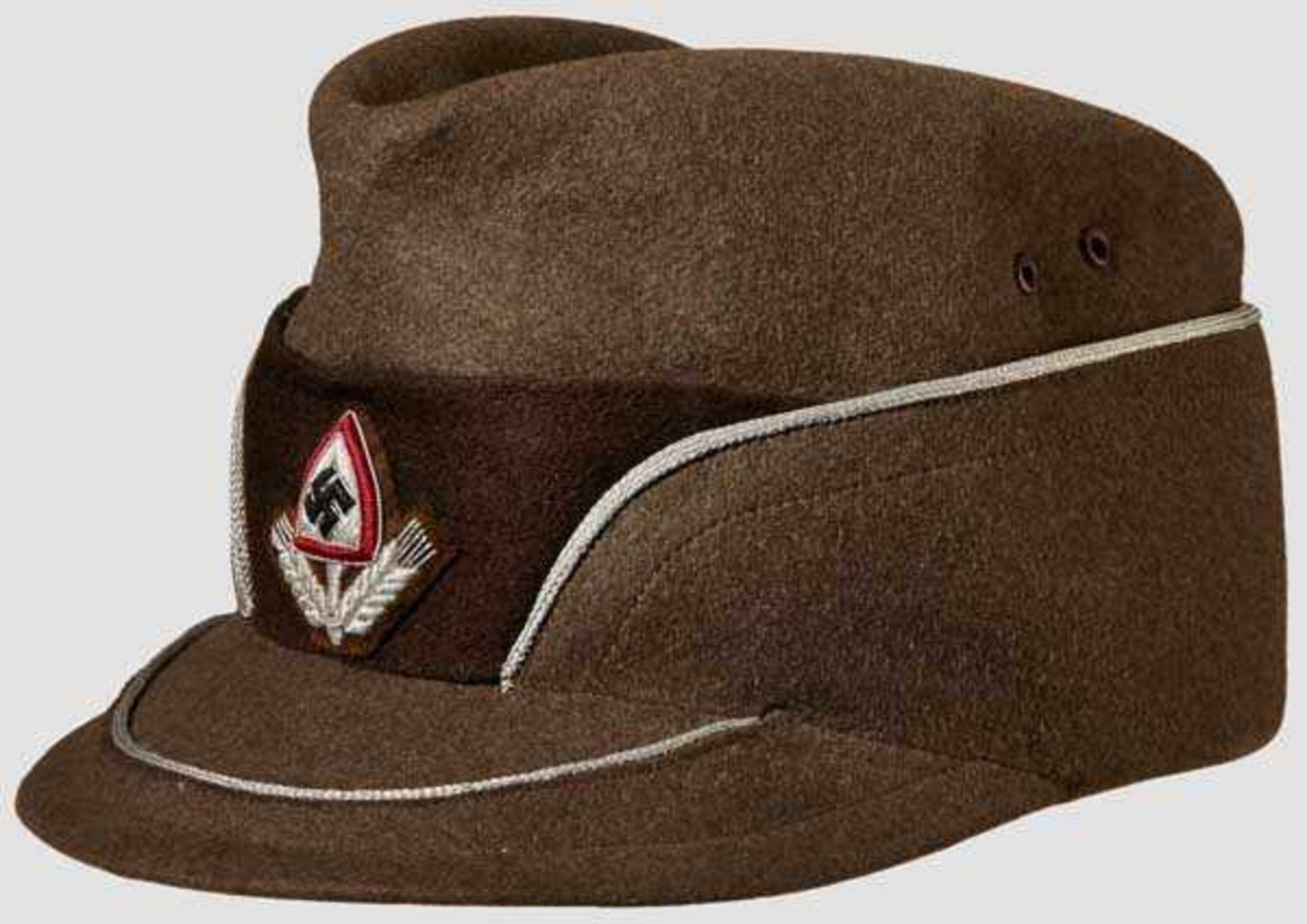A Cap for RAD Leader So-called {coffee bean{, olive brown wool body and visor, dark brown wool band,