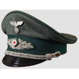 A Visor Hat for Officer of the Foresters Gray green wool, dark green wool center band, dark green