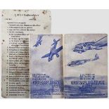 Zwei Handbücher {Kriegsflugzeuge{ und Tafel {Ju 88 A-4{ Ausgabe von 1940 bzw. 1941, Text und