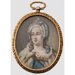 Portrait der Zarin Katharina der Großen (1729 - 1796) – Miniatur auf Elfenbein, Russland 19. Jhdt