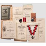 Erhard Bürk vom Infanterie-Regiment 528 - Gruppe Auszeichnungen und Urkunden in den original