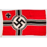 Reichskriegsflagge Beidseitig farbig bedrucktes Marinefahnentuch. Liekseitig gestempelt "Kr.Fl. 80 x