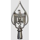 An Army Standard Pole Top Polished cast aluminum alloy, slightly conical shaft, lower end with two