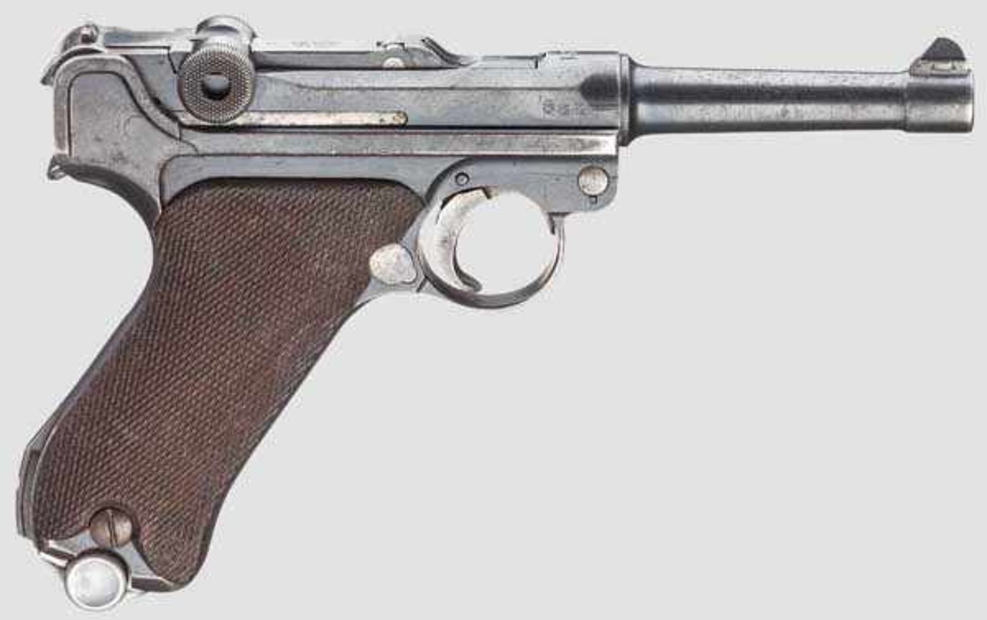 Pistole 08, DWM 1921, Weimar, Polizei Kal. 9 mm Luger, Nr. 1. Nummerngleich inkl. Schlagbolzen, - Bild 2 aus 2