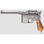 Mauser C 96 {Wartime Commercial{, mit kaiserlicher Abnahme und Kasten Kal. 7,63 mm, Nr. 287753.