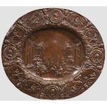 Große Zierschale aus Bronze, deutsch, 19. Jhdt. oder früher Ovale Schale aus patiniertem Bronzeguss.