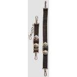 A Pair of Naval Administration Officer Dagger Hangers Black velvet backed mohair fabric with