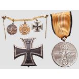 Eisernes Kreuz 1914 - Kreuz 1. Klasse in Wagner-Fertigung und Olympia-Erinnerungsmedaille mit