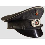 A Visor Hat for an Enlisted Man of the Red Cross Gray wool top and center band, light gray wool