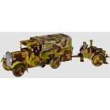 A Hausser #1/734 Lastwagen with Tarp pulling Field Kitchen Hausser, 7cm series, Lastwagen in