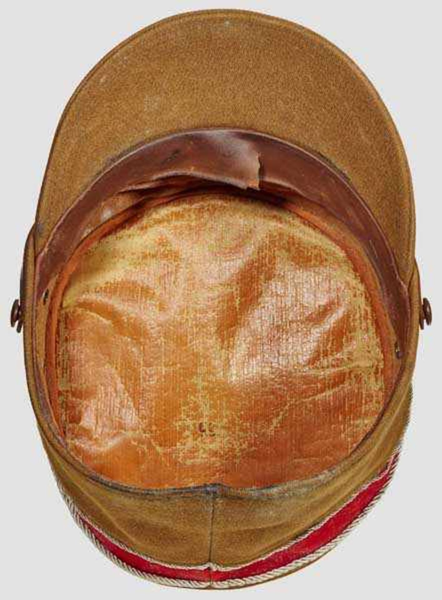 A Kepi for an SA Leader Tan gabardine body and visor, red wool band, silver wire piping, silvered - Bild 6 aus 6