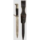 A Long KS98 Double Etched Dress Bayonet Maker F.W. Holler, Solingen. Nickel-plated blade with