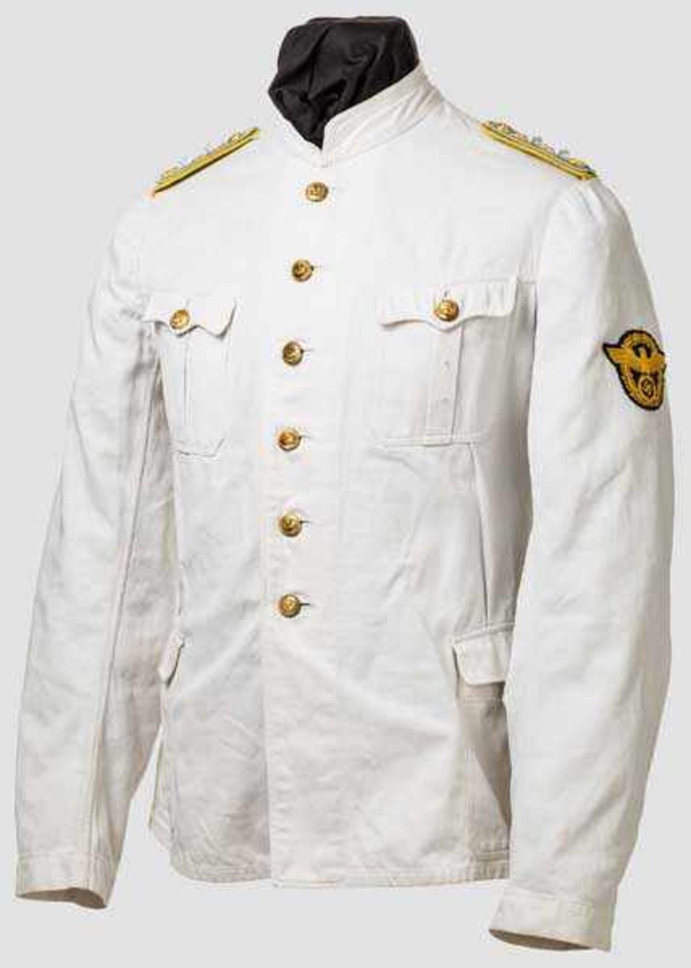 Sommerrock für einen Inspektor der Wasserschutzpolizei Marineausführung aus weißem Leinen,