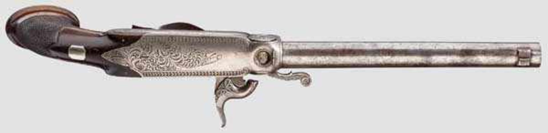 Hinterlader-Perkussionspistole, Tanner, Hannover um 1850/60 Runder und glatter Lauf im Kaliber 7 - Bild 3 aus 3