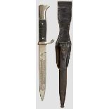 A Short KS98 Single Etched Dress Bayonet Maker Puma, Solingen. Nickel-plated blade with stamped