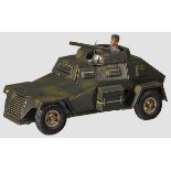 A Tipp & Co. Four Wheel Armoured Car with Machine Gun and Panzer Figure TippCo, 6.5cm series,