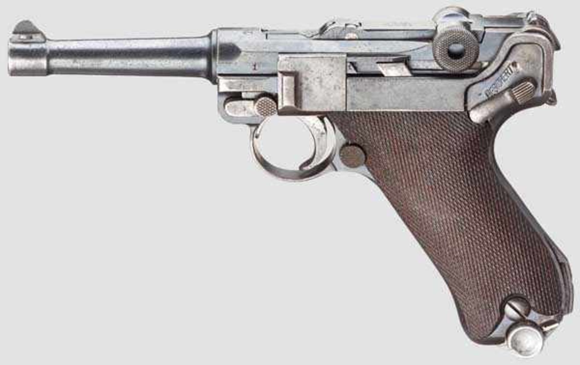 Pistole 08, DWM 1921, Weimar, Polizei Kal. 9 mm Luger, Nr. 1. Nummerngleich inkl. Schlagbolzen,