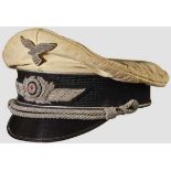 A Summer Model Visor Hat for Officer of the Luftwaffe Toned white cotton waffle pattern top, black