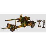 A Lineol “88” FLAK Cannon 1230 with 2 Luftwaffe Figures Lineol, 7cm series “8,8cm” flak cannon in