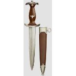 A Model 1933 SA Service Dagger Maker Emil Voos, RZM M7/2, polished blade exhibits age with etched