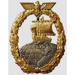 Auxiliary Cruiser War Badge Gilded tombak with riveted eagle and polished highlights. Unmarked,