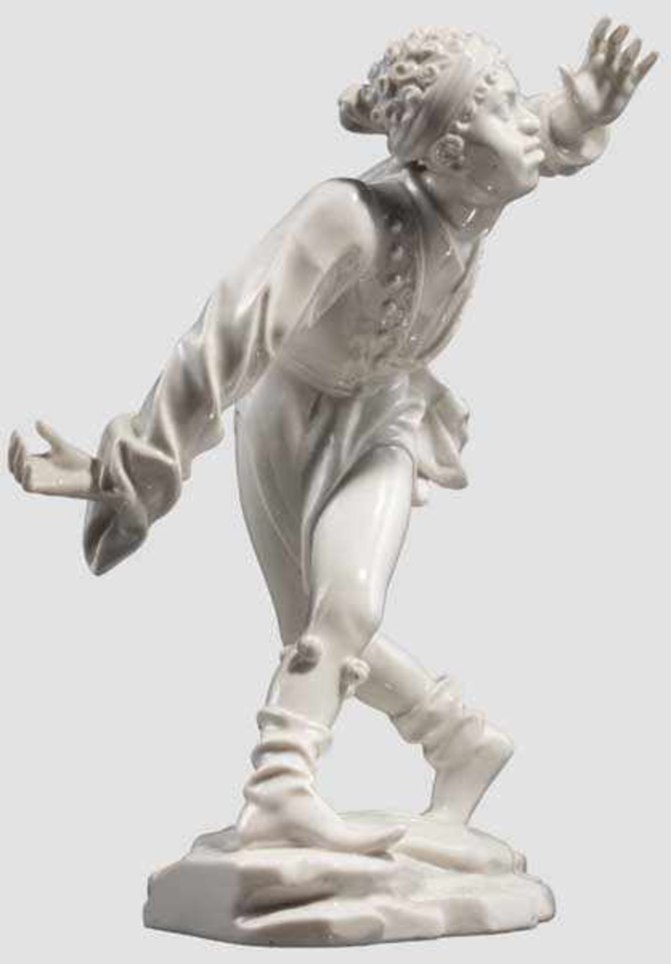 Der Mohr Weiße, glasierte Porzellanfigur aus der Serie der Moriskentänzer. Im Boden gepresste - Bild 2 aus 4