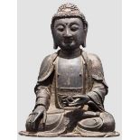 Buddha Bhumisparsa Mudra, China, späte Ming-Dynastie, 16./17. Jhdt. Bronze, gut ausgearbeitete