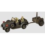 A Hausser Gray Kuebelwagen and Field Kitchen with 4 Figures Hausser, 7cm series, late version