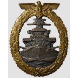 A High Seas Fleet War Badge Gilded and burnished tombak, vertical pin, maker-marked {FEC. ADOLF BOCK