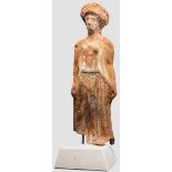 Böotische Frauenstatuette, griechisch, 3. Jhdt. v. Chr. Hohl gearbeitete Kleinplastik aus