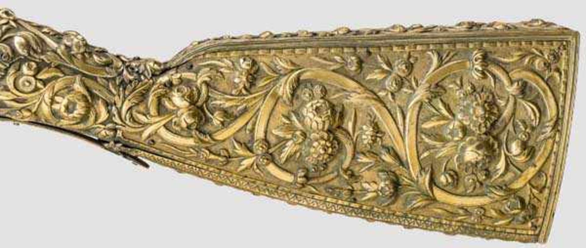 Luxus-Steinschloss-Tromblon mit Schaft aus vergoldetem Silber, osmanisch um 1810 Achtkantiger, in - Bild 8 aus 8