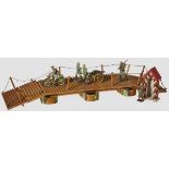 A Hausser Pontoon Bridge # 13550 and 5 Soldiers with Gun Cart Hausser, 7cm series, Bridge with